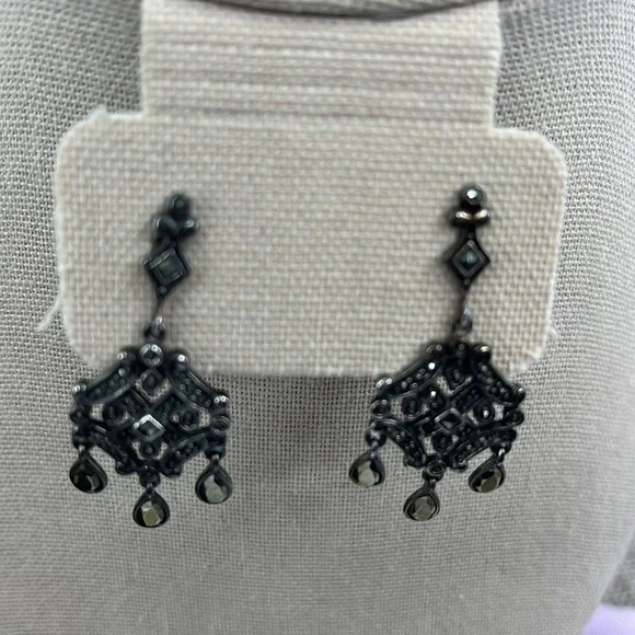 Vintage Marcasite Sterling Silver Chandelier Earrings by Suspicion ✨ - Picture 9 of 12